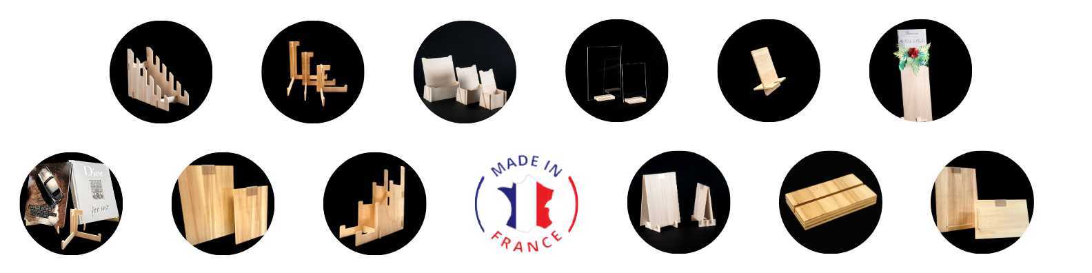 FFT, FABRICANT FRANCAIS, BOIS, CONTREPLAQUE PEUPLIER, PLEXI, PMMA, PET, PVC, PETG, BAC SOLDEUR, CHEVALET, PRESENTOIR, PORTE VISUEL, VITRINE, BAC A FOUILLE, SUPPORT LIVRE, PRESENTOIR ASSIETTE,